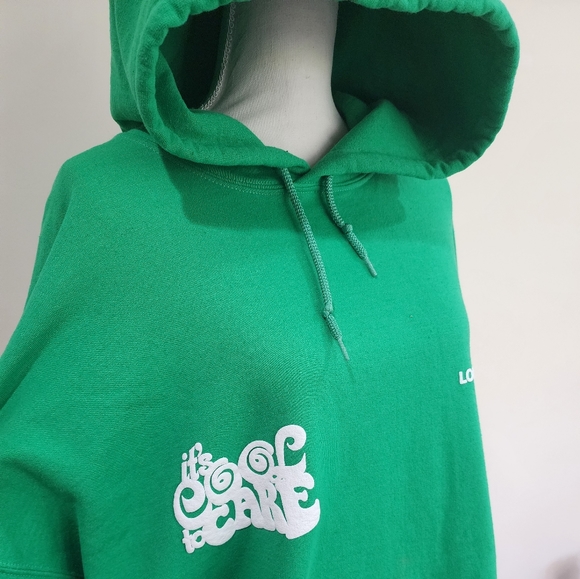 Lonely Ghost Cool To Care Swirly Heavyweight Hoodie Sweatshirt | Green | … - Picture 11 of 11